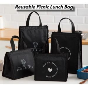 Oxford Cloth Insulated Lunch Bag Reusable Waterproof Thermal Lunch Bag Tote Bag with Handle