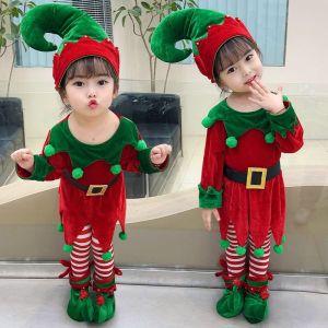 Lively Christmas Childrens Clothing European and American Christmas Clothing Santa Claus Clothing Red Boys and Girls Suit Christmas Stage Clothing