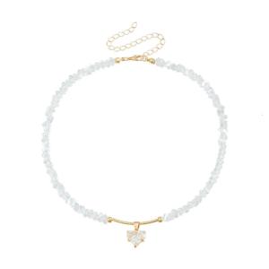 Hạt thủy tinh thanh lịch và Thạch mặt dây chuyền trái tim vòng cổ thoải mái nhẹ dây chuyền chạm xương quai xanh cho phụ nữ