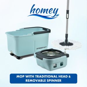 Mop with Traditional Head and Removable Spinner