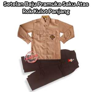 Setelan Seragam Pramuka Anak Perempuan - Baju Lengan Panjang & Rok Kulot Panjang untuk SD/MI