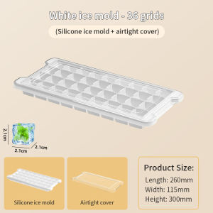 24 / 36 Grid Silicone Ice Cube Trays Ice Molder With Lid Large Ice Jelly Maker Silica Gel Ice Cube Mold with Removable Cover for Whisky Cocktail Cola Refrigerator Homemade Frozen Ice Box