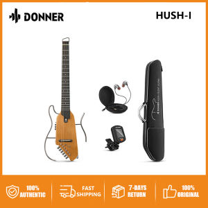 Donner HUSH-I Travel Guitar Headless Silent Guitar Removable Frames Ultra Light Acoustic Electric Guitar with Gig Bag Hush I Silent Guitar HUSH I