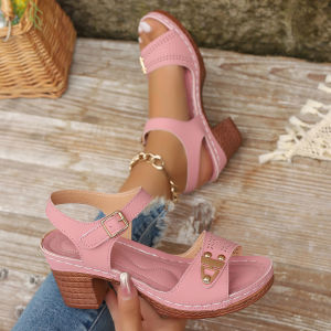 WomenS Chunky Heel Sandals For Outdoor Wear New Summer Style Large Size High Heel Sandals Casual And Comfortable