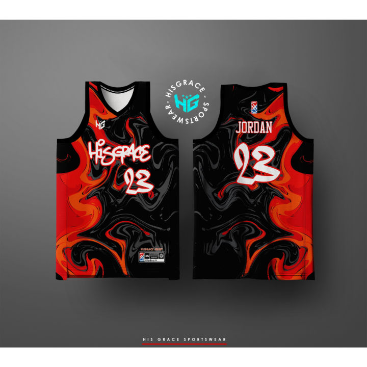 211 HG BASKETBALL CONCEPT RED ORANGE BLACK LIQUID FULL SUBLIMATION