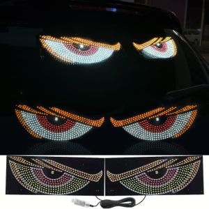 2PCS Dynamic Big Devil Eyes Light for Cars4.7 in×12 in Colorful Eye LampVehicle Ambient Lights Matrix Panel Light Warning Strobe Lights