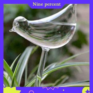 Nine percent Plant Waterer Self Watering Globes Bird Shape Hand Blown Clear Aqua Bulbs