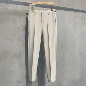 Spring Summer Mens Casual Pants Suit Pant Slim Fit Work Elastic Waist Jogging Business Trousers Male Black Plus Size 40 422026