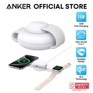 Anker MagGo UFO Wireless Charging Station 3-in-1 Foldable Pad Qi2 15W Wireless Charger B25M8
