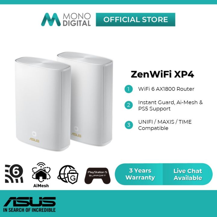 Asus Zenwifi Hybrid Xp4 Dual Band Ax1800 Wifi 6 Ai Mesh Home Router For Thick Walls With Ofdma