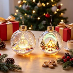 SPARAK Acrylic dây chuyền hình quả bóng Giáng sinh Đã được trang trí đèn trước Chạy bằng pin Đồ trang trí tiệc MỚI Thiết kế phát sáng. dây chuyền trang trí cây thông Noel Trang trí nội thất