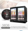 LVNI 2 Door Cooler double glass door (900mm) Black (Compressor,2~10c)with lock,blower fan ,pipe less. 