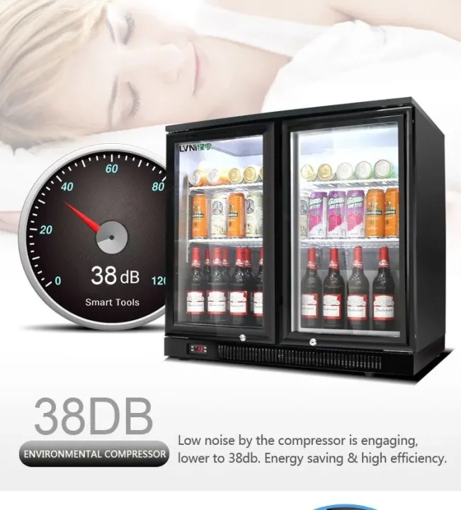 LVNI%202%20Door%20Cooler%20double%20glass%20door%20(900mm)%20Black%20(Compressor,2~10c)with%20lock,blower%20fan%20,pipe%20less%20-%20Image%204