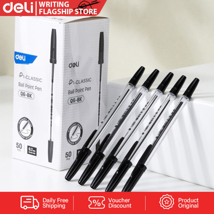 Deli EQ6 Ballpen Ballpoint Pen Student Writing Pens School Office  Supplies Black/Blue Lazada PH