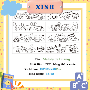 Bộ 8 khuôn rỗng tập vẽ tranh KUROMI thước vẽ trang trí sổ tay dễ thương làm quà tặng học sinh sinh viên
