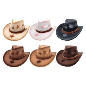 Classical Star Print Homburg Top Hat Panama Hat Gift for Boyfriend Top Hat Cowboy Costume for Outdoor Gatherings