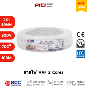 BCC สายไฟ VAF 2x1 SQMM 300V 100M Bangkok Cable