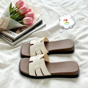 [Free Shipping] Korean-Style Casual Wedge Sandals WomenS Summer Fashion Outdoor Sandals Color-Block Square-Toe Sandals Ins Style