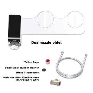 Dual Nozzles Sprays Bidet Toilet Washer Bidet Sprayer Adjustable Water Pressure Non-Electric Seat Self-Cleaning Wash