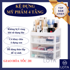 KỆ ĐỰNG MỸ PHẨM 4 TẦNG NHỰA CAO CẤP nhiều hộc đa ngăn trong suốt chứa nhiều đồ LOTA SHOP