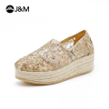 Joy&Mario Women's loafers Lace Breathable Non-Slip Wedges shoes. 