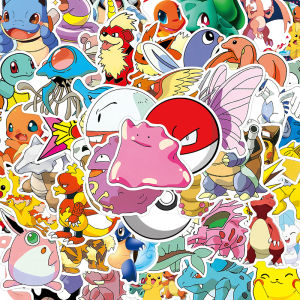 50pcs Kawaii Pokemon Anime Stickers Pikachu Decals Laptop Skateboard Car Phone Motorcycle Kid Cartoon Sticker Toy