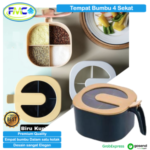 Tempat Bumbu Dapur Serbaguna 4 in 1 Wadah Penyimpanan Bumbu Gulu Garam Rempah Seasoning Box Praktis ABS Berkualitas