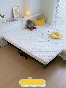 Folding Bed for Home & Ho Single Nap Bed Nanny Escort Bed Simple Foldable Bed for Rental Rooms