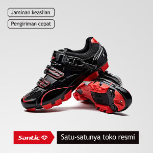 Santic Sepatu Bersepeda Pria SPD Sepeda Gunung Sepatu Cleats Bernapas Tahan Lama WMS17001