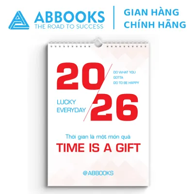 Lịch Treo Tường 2026 - Time Is A Gift - Thời Gian Là 1 Món Quà Chủ Đề Kỳ Lân Cầu Vồng Dễ Thương Kèm Sticker Trang Trí - ABBOOKS