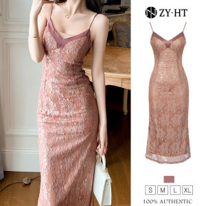 ZY.HT EraVogue เดรสผู้หญิง เดรสสีชมพู เดรสลูกไม้ เดรสสายเดี่ยว เดรสไฮโซ เดรสออกงาน เดรสไปงานแต่ง เดรสเซ็กซี่ เดรสฝรั่งเศส 20662