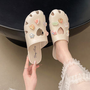 Free Shipping 2026 New Style WomenS Summer Sandals With Heart-Shaped Cutouts And Cartoon Decorations Designed For Outdoor Wear