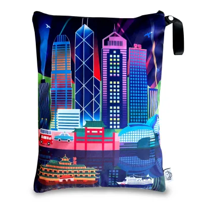 FLOCK THREE Reusable Wet Bag Diaper Bag Water Resistant Swimming Bag Travel Toiletries Pouch Yoga Gym Bag 42cm x 32cm