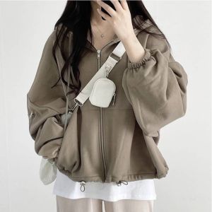 HOODIE WANITA KOREA STYLE CUTE GIRL KOREA CROP ZIVER OVERSIZE