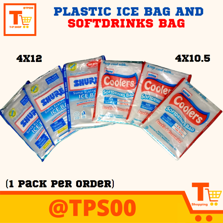SHURE SUPER ELASTIC PLASTIC ICE BAG/SHURE COOLERS SOFTDRINKS BAG (100PCS) DISPOSABLE DRINKWARES