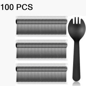 100Pcs Disposable Dessert Spoon Individually Packed Fruit Fork Cake Spoon