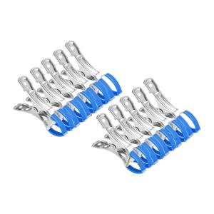 10Pcs Windproof Spring Clip Reusable Stainless Steel Pool Cover Clip with Plastic Handle for Ground Pool Covers