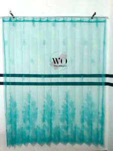 Gorden vitrase Tirai jendela minimalis jendela kaca pintu kamar vitrase motip bunga tulip warna biru kelambu selambu