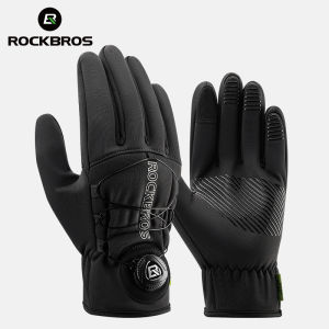 ROCKBROS Cycling Gloves Road MTB Bike Electromobile Adjustable Knob Windproof Warm Men Long-fingered  Velvet Autumn Winter