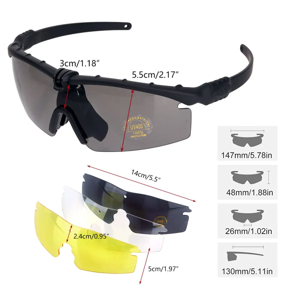 tactical shooting glasses Impact Resistant tactical sunglasses for men  Glasses with Myopic Frame Outdoor Photochromic glasses 3.0 Ballistic  Goggles