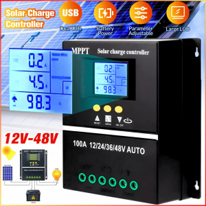 COD KLD Solar Charge Controller 100A Panel Surya PWM Dual USB Auto 12/24/36/48V Lead-acid Battery