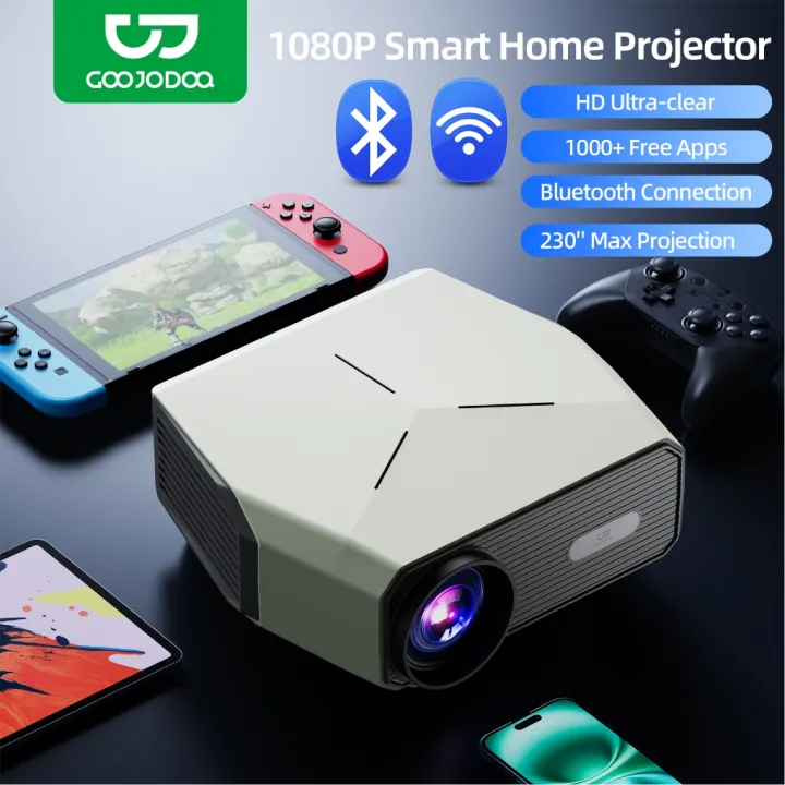 GOOJODOQ 15500LM Projector 8k Full HD 1080p Projector Mini Supports Android and Smartphones Bluetooth Netflix