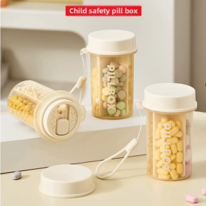 GORGE 4 Grids Sealed Pill Dispenser Wide Opening PP Pill Storage Bottle  Anti-Mix Design  Container Travel Use