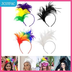JCSYFAC Đầy Màu sắc Mardi Gras lông Headband flapper headpiece dành cho người lớn bên trang phục phụ kiện tóc