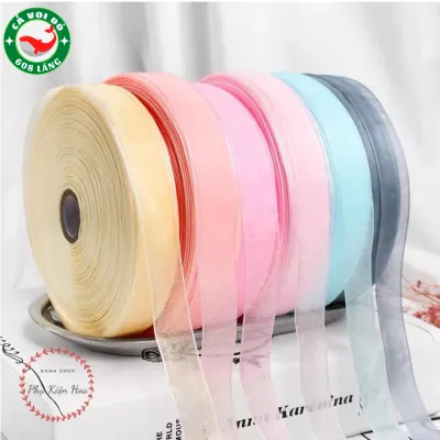 Cuộn Ruy Băng Voan Trơn Vải Organza Khổ 2cm Trang Trí Quà Tặng - Bó Hoa - Tiệc