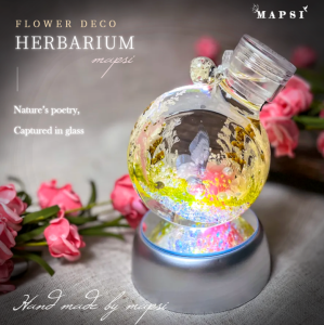 Preserved Flower Decor 100% HANDMADE by MAPSI – Premium Decorative Flowers for Living Room & Bedroom Gift for Her Herbarium Glass Bottle Interior Korea Decoration for Desk Unique Speical Gift decorative Lights MAPSI