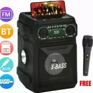 KUKU AM-018BT FM/AM/SW/ High Sensitivity Radio Karaoke Portable Wireless Home Speaker Flashlight WITH MICROPHONE