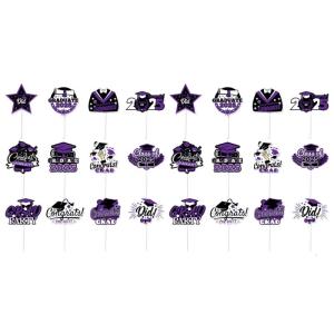 ชุดของตกแต่งหน้าเค้กรับปริญญา24แพ็คของตกแต่งเค้กเทศกาลอุปกรณ์สำหรับงานเลี้ยงตกแต่งเค้กวันหยุดเค้กจบการศึกษา