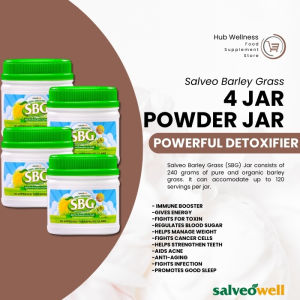 4pcs (SBG) Jar consists of 240 grams of pure and organic barley grass up to 120 servings Salveo Barley Grass