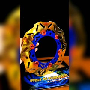 Piringan Rem Cakram Depan Nmax Twotone 220mm Blue Gold CNC